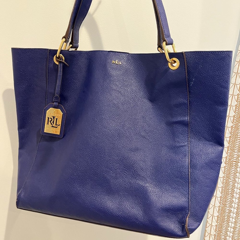 Ralph Lauren Royal Blue Leather Tote